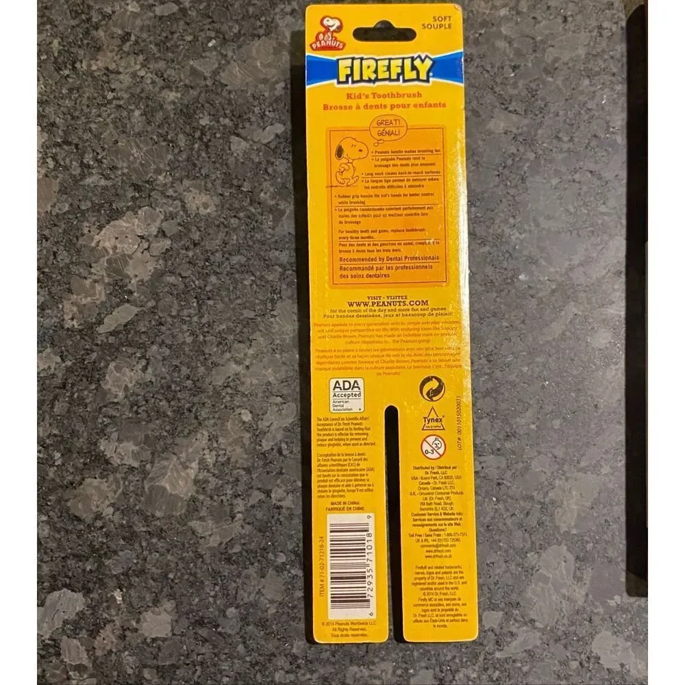 VINTAGE PEANUTS SNOOPY FIREFLY SUMMER SURF CHILDREN'S SOFT TOOTHBRUSHES - 2 PACK